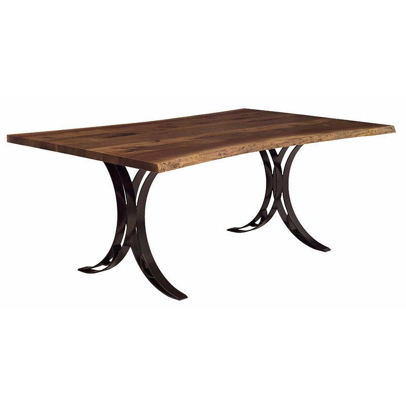 Live-edge-dining-table-with-double-curved-steel-bench