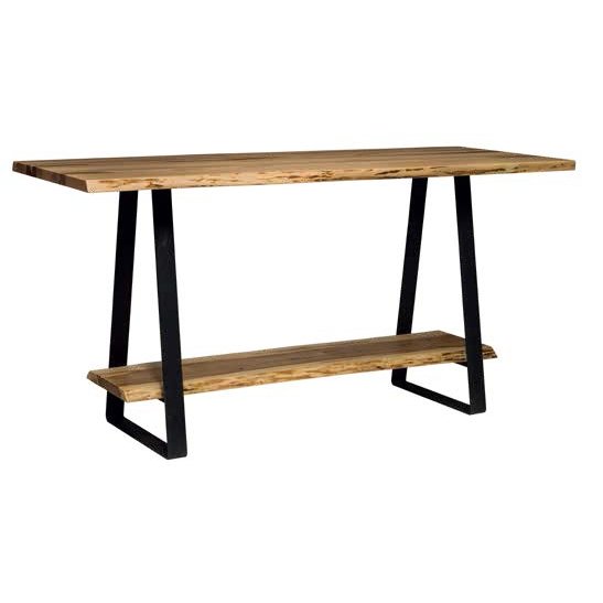 live edge bar table with stirrup base
